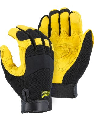 Majestic 2150DP Golden Eagle Reinforced Deerskin Mechanics Glove – Grain Leather Palm & Knit Back (12 Pairs/Box) - Hollis Supply