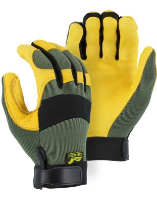 Majestic 2150GR Golden Eagle Mechanics Glove - Deerskin Palm & Knit Back (12 Pairs/Box) - Hollis Supply