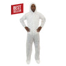 Person wearing a white coverall with a 'Best Seller' label on a white background