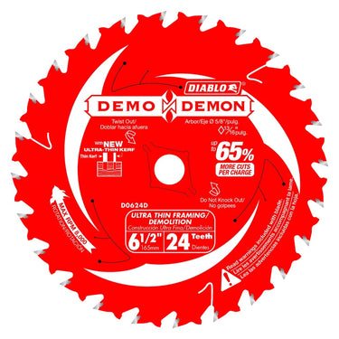 6-1/2' x 24-TEETH DEMO DEMON ULTRA-THIN FRAMING/DEMOLITION SAW BLADE FOR WOOD - Hollis Supply