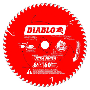 6-1/2' x 60-TEETH ULTRA FINISH SAW BLADE FOR WOOD - Hollis Supply