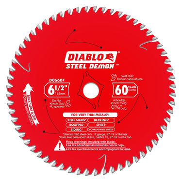 6-1/2' x 60-TOOTH STEEL DEMON SAW BLADE FOR VERY THIN MILD STEELS - Hollis Supply