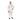 Person wearing a white coverall on a white background