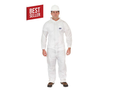 Person wearing a white coverall with a hard hat, on a white background with 'Best Seller' label.