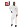 Person wearing a white coverall with a 'Best Seller' label on a white background