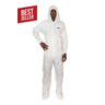 Person wearing a white coverall with a 'Best Seller' label on a white background
