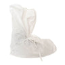 White boot cover with a tie on a white background