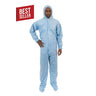 Person wearing a blue coverall with a 'Best Seller' label on a white background