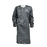 Gray disposable medical gown on a white background
