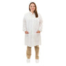 Person wearing a white lab coat on a white background