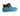 Brown shoe with a blue shoe cover on a white background