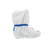 White shoe cover with blue trim on a white background