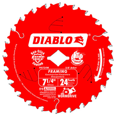Diablo D0724W 7-1/4" 24 Tooth Wormdrive Framing Saw Blade - Hollis Supply
