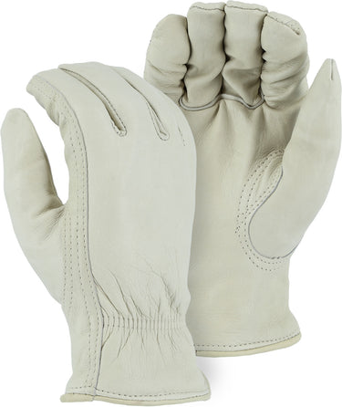 white leather work gloves