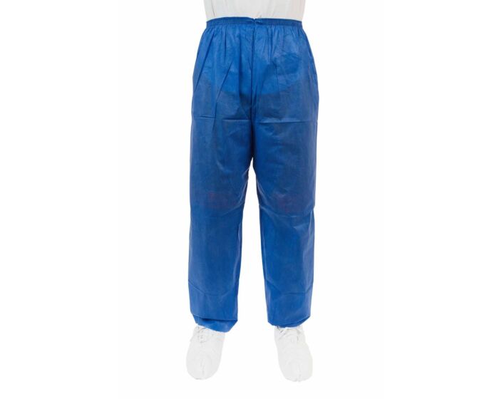 Blue pants worn by a person on a white background