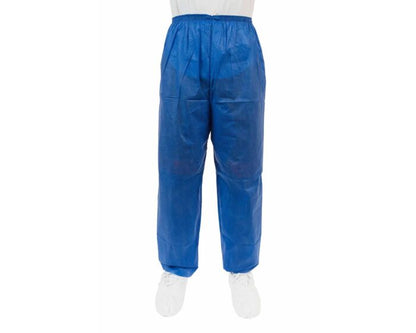 Blue pants worn by a person on a white background