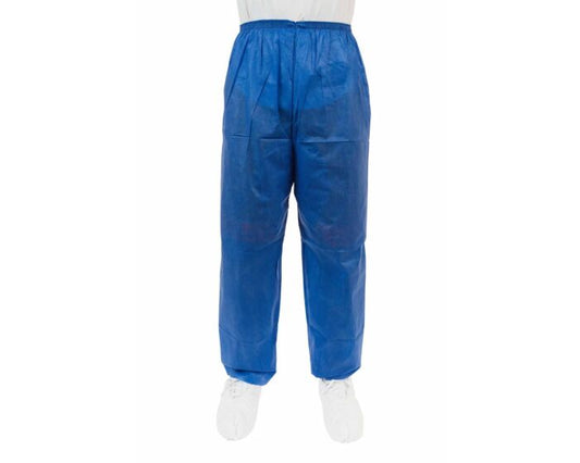 Blue pants worn by a person on a white background