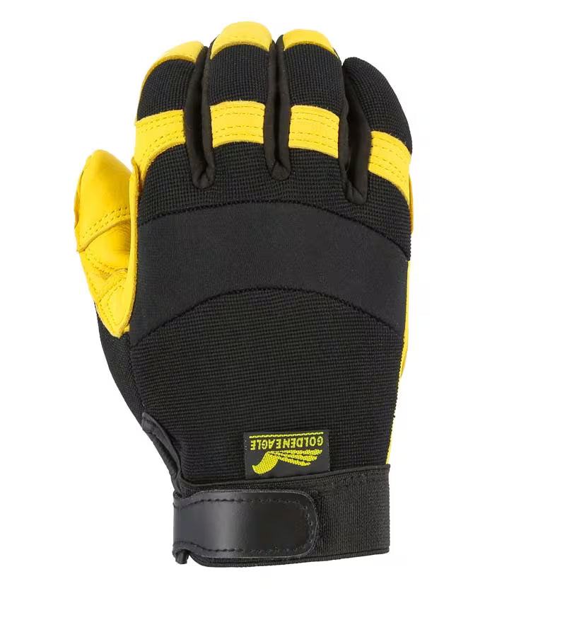 Majestic 2150DP Golden Eagle Reinforced Deerskin Mechanics Glove - Grain Leather Palm & Knit Back (12 Pairs/Box) - Hollis Supply