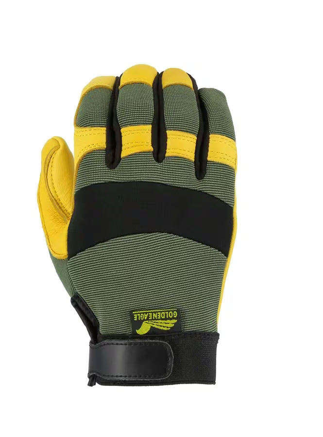 Majestic 2150GR Golden Eagle Mechanics Glove - Deerskin Palm & Knit Back (12 Pairs/Box) - Hollis Supply