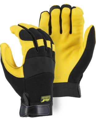 Majestic 2150 Golden Eagle Mechanics Glove - Deerskin Palm & Knit Back (12 Pairs/Box) - Hollis Supply
