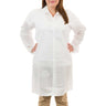 Person wearing a white lab coat on a white background