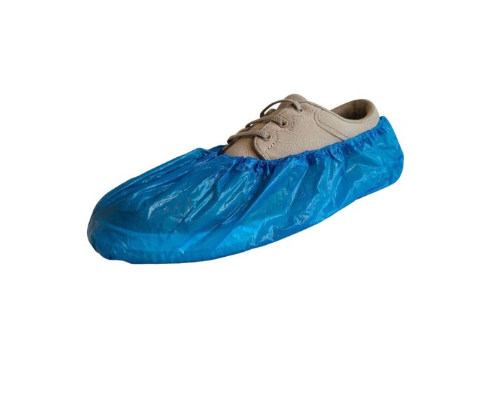 Blue Disposable PE Shoe Cover - Int‑Enviroguard 3209 (Fits up to Men's Size 12½, 500/Case), Non-Skid - Hollis Supply