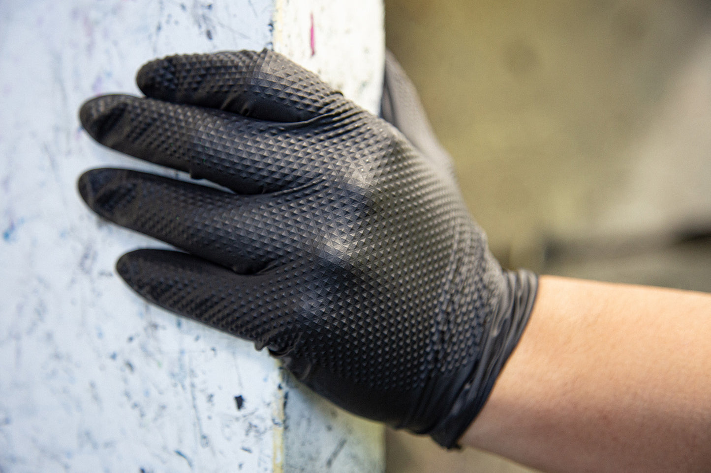 black latex gloves