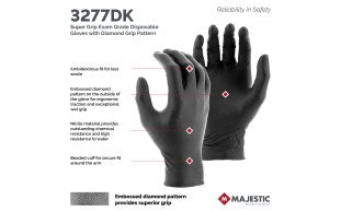 Majestic 3277 Powder-Free Nitrile Glove - 8 mil, Diamond Grip/Chemical Resistant (100 Gloves/Box) - Hollis Supply