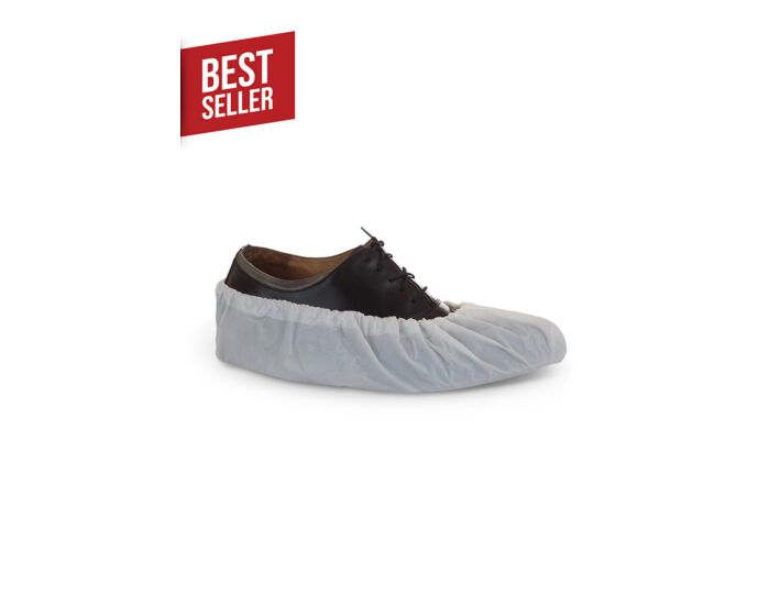 Heavy-Duty White CPE Shoe Cover - Int-Enviroguard 3407 (300 Pairs/Case, Universal Fit), Elastic Ankle - Hollis Supply