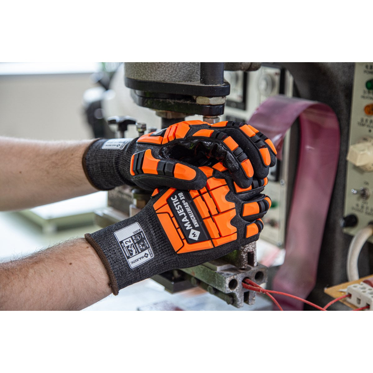 Majestic Glove X-10 Korplex Glove with Foam Nitrile Palm, 18g, ANSI A4 (Pack of 12) - Hollis Supply