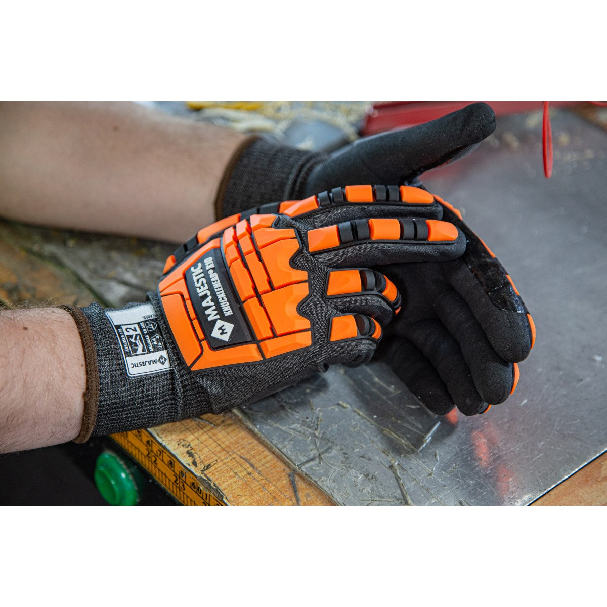 Majestic Glove X-10 Korplex Glove with Foam Nitrile Palm, 18g, ANSI A4 (Pack of 12) - Hollis Supply