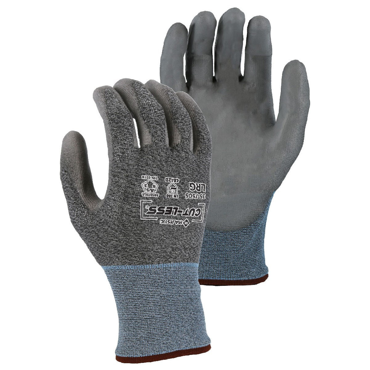 Majestic 35-7505 Cut-Less KorPlex A5 Cut Resistant Gloves with Premium PU Coating - (12 Pack)