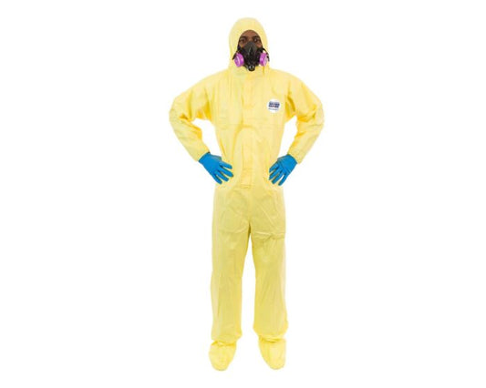 ChemSplash 1 Chemical Splash Coverall - Attached Hood, Boots, Serged Seams (Case of 12) | Style 7019YS - Hollis Supply