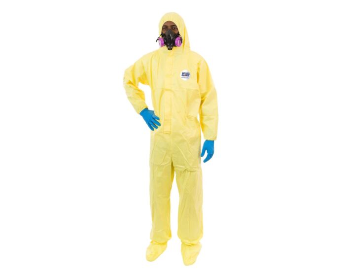 ChemSplash 1 Chemical Splash Coverall - Attached Hood, Boots, Serged Seams (Case of 12) | Style 7019YS - Hollis Supply