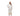 Woman wearing a white lab coat on a white background