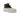 Black boot with a white boot cover on a white background