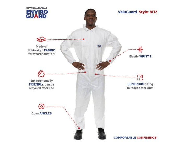International Enviroguard ValuGuard MP 8112 white microporous disposable coverall, back view