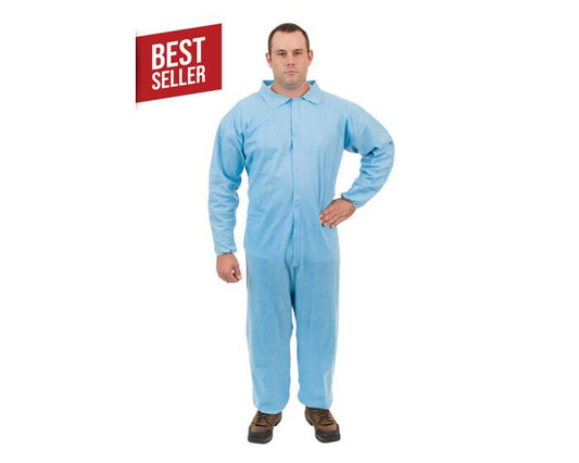Man wearing a blue coverall with a 'Best Seller' label on a white background