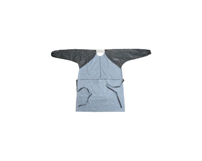 Gray and blue apron on a white background