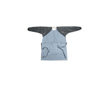 Gray and blue apron on a white background
