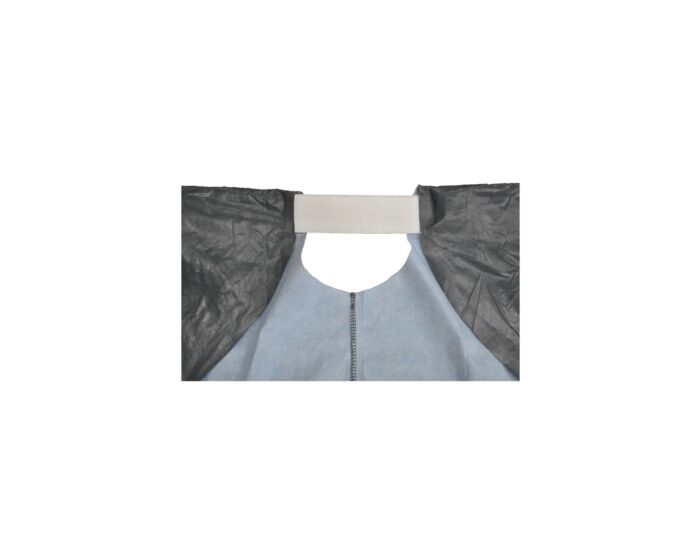 Gray and black fabric with a white strip in the center on a white background