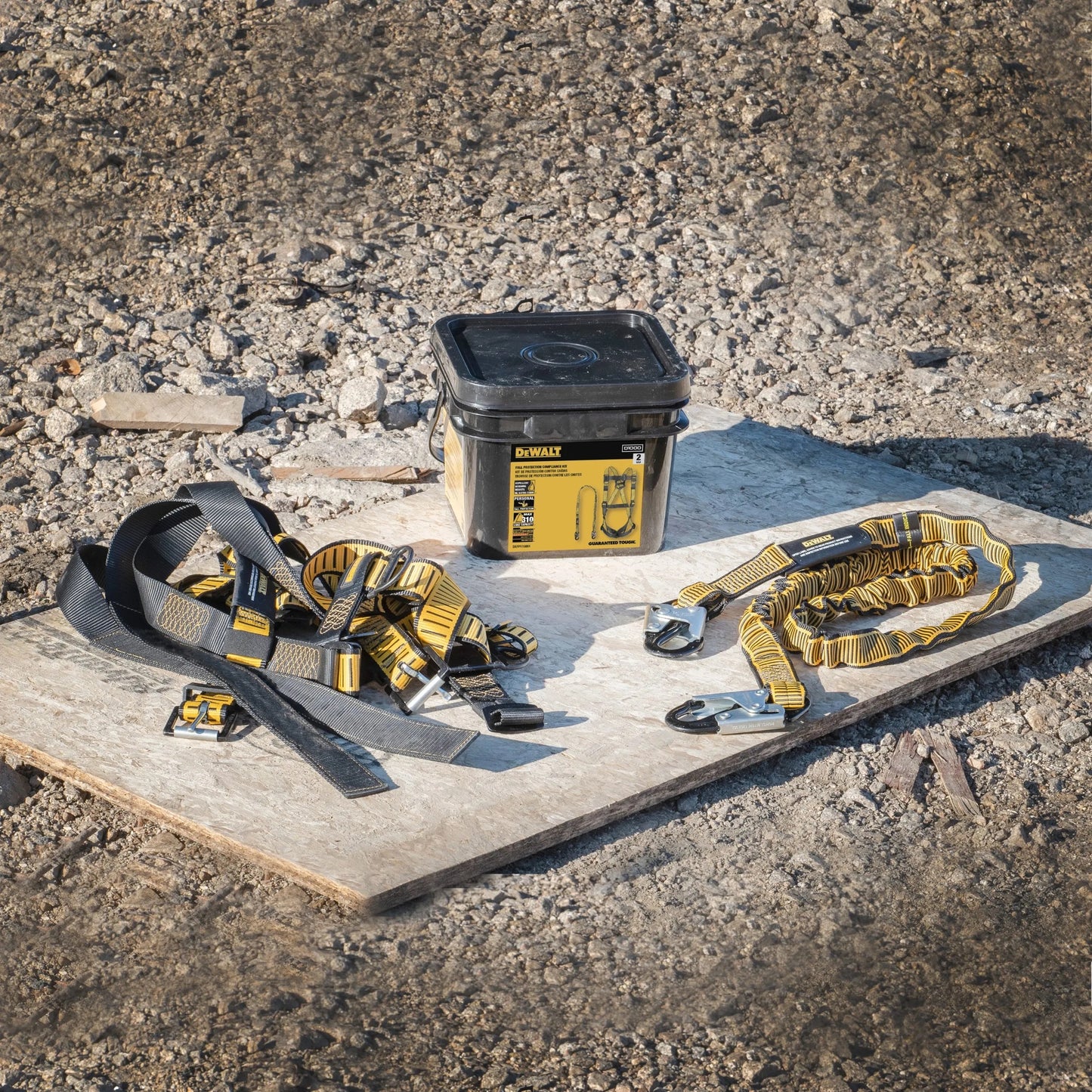 DEWALT Fall Protection Compliance kit includes D1000 Harness with PT Legs, and a 6 Ft Lanyard | DXFP110001 - Hollis Supply