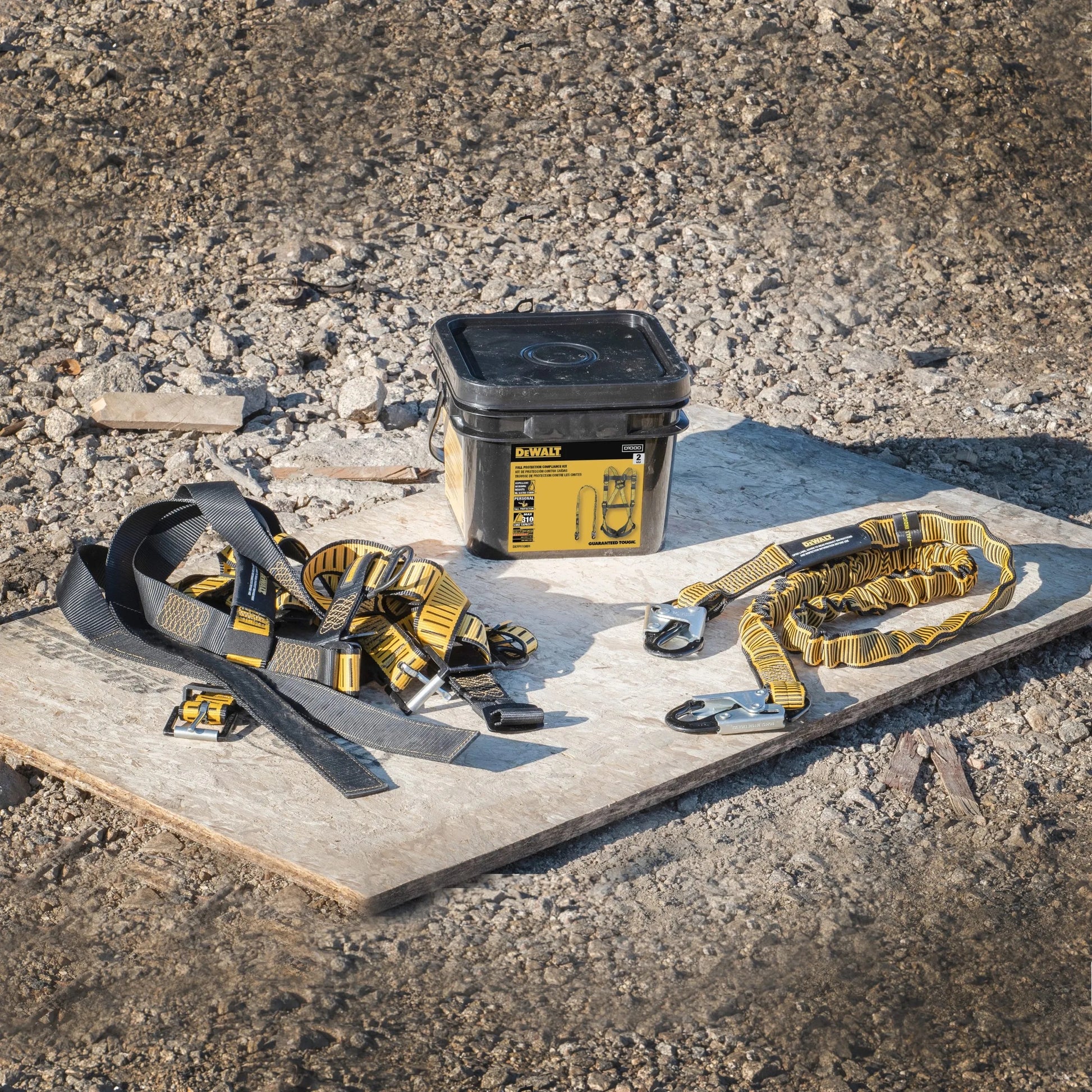 DEWALT Fall Protection Compliance kit includes D1000 Harness with PT Legs, and a 6 Ft Lanyard | DXFP110001 - Hollis Supply