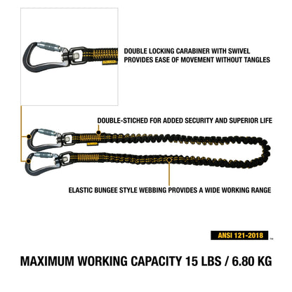 DEWALT Power Tool Lanyard Dual Carabiner 75', 15 lb. capacity | DXDP721510 - Hollis Supply