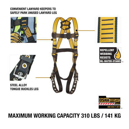 DEWALT 5-Point Fall Protection Harness with Pass-Thru Chest and Tongue Buckle Legs - Universal Fit - Hollis Supply