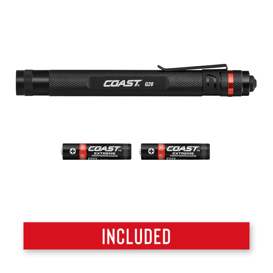 Coast G20 Inspection Beam LED Penlight - Professional 54 Lumen Flashlight with 11 Hour Runtime - Hollis Supply