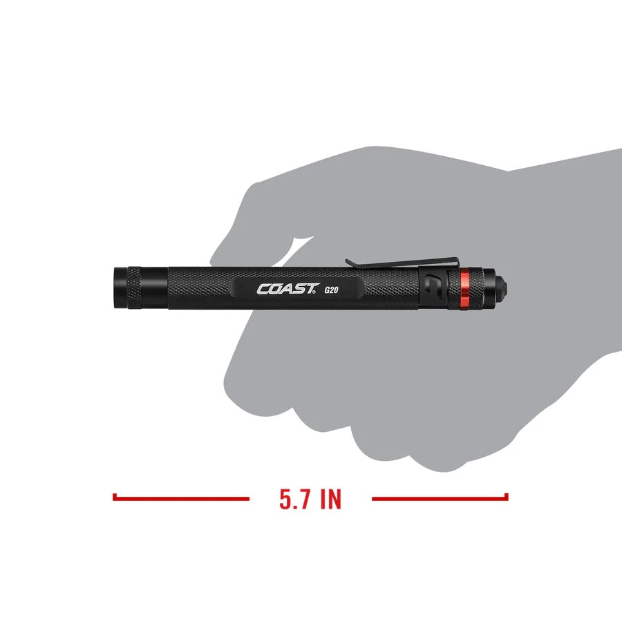 Coast G20 Inspection Beam LED Penlight - Professional 54 Lumen Flashlight with 11 Hour Runtime - Hollis Supply