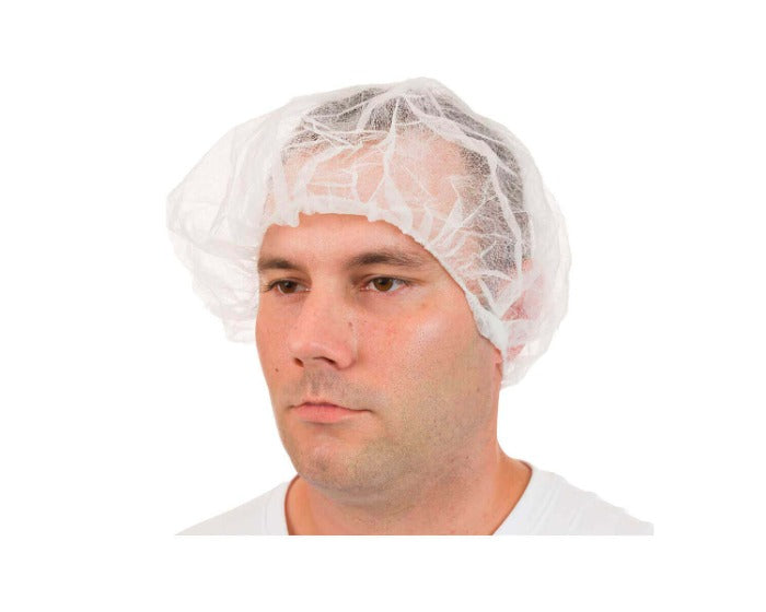 International Enviroguard S110NW white polypropylene bouffant cap, non-linting and latex-free