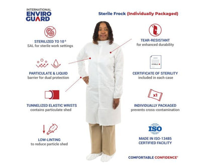 GammaGuard CE Sterile Frocks - Tunnelized Elastic Wrists, Serged Seams (Case of 50) | Style CE11026CIS - Hollis Supply