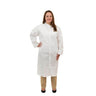 Person wearing a white lab coat on a white background